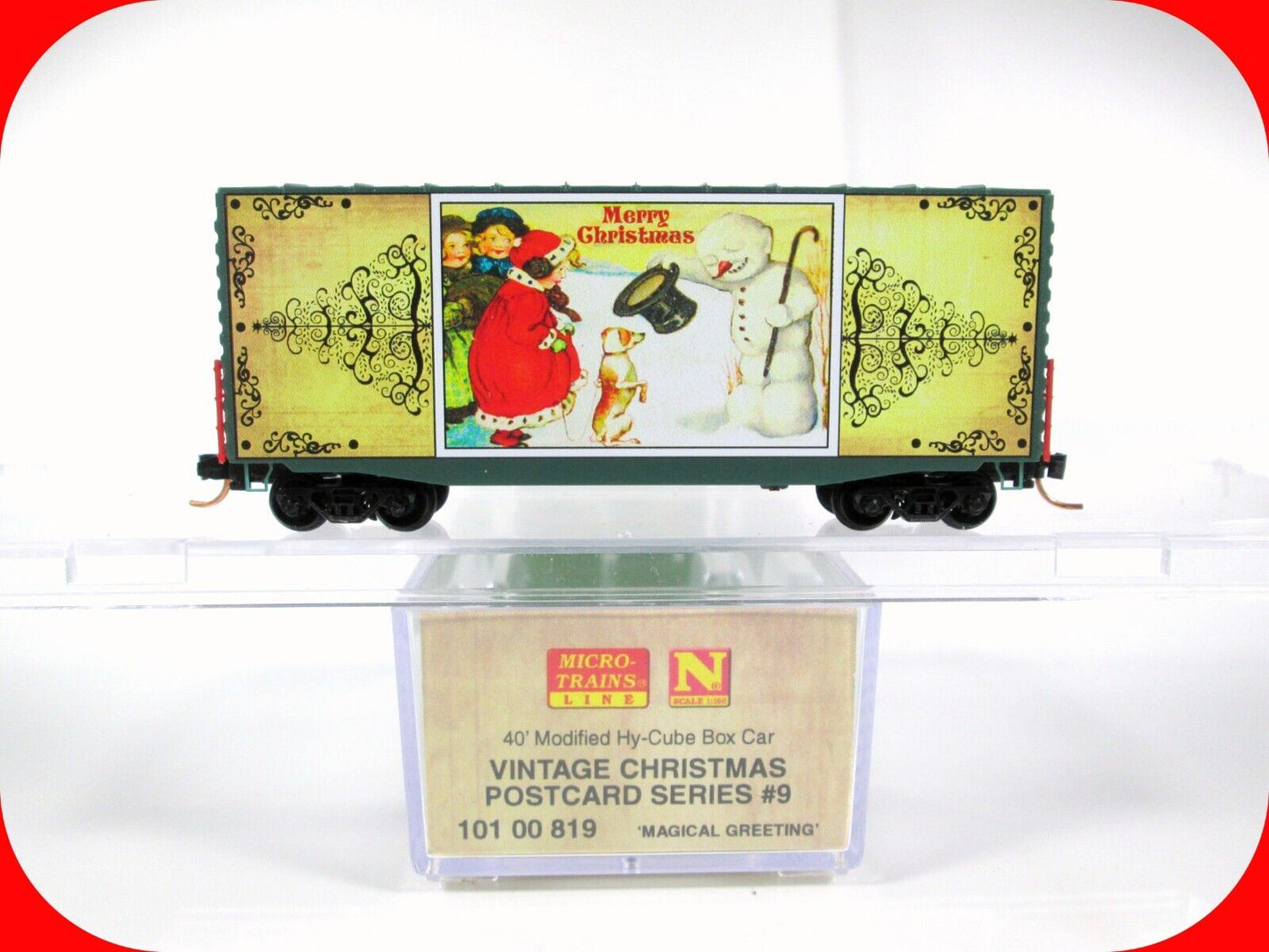 N Scale VINTAGE CHRISTMAS POSTCARD **Magical Greeting** Box Car -- MTL 10100819