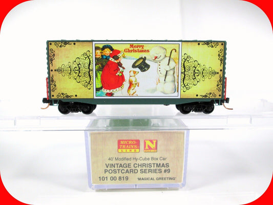 N Scale VINTAGE CHRISTMAS POSTCARD **Magical Greeting** Box Car -- MTL 10100819