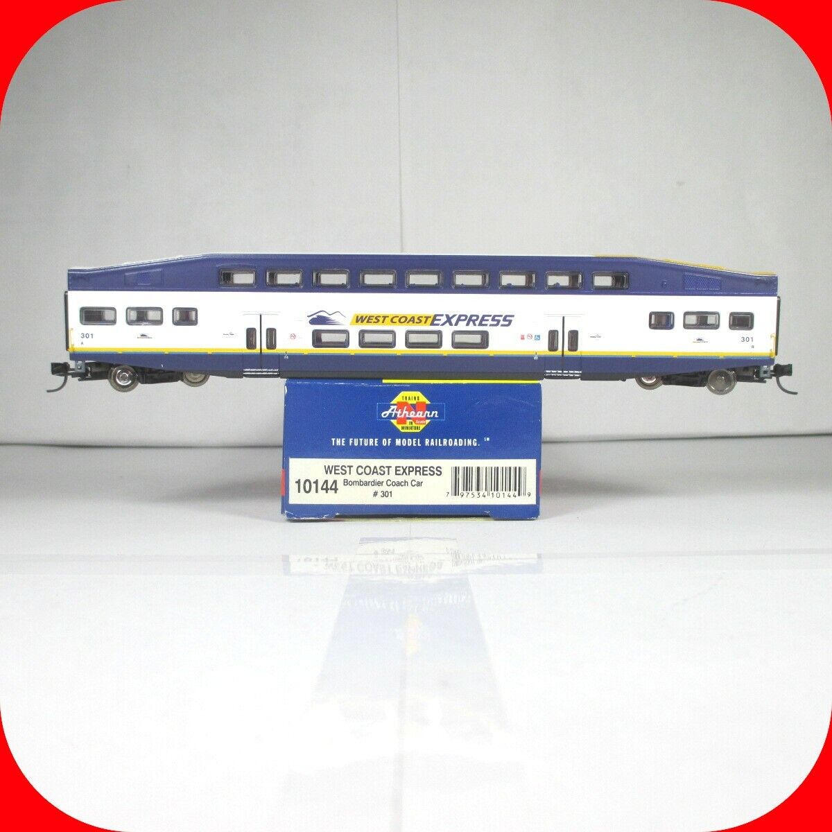 N Scale BOMBARDIER West Coast Express Commuter Coach Car #301 ---  Athearn 10144