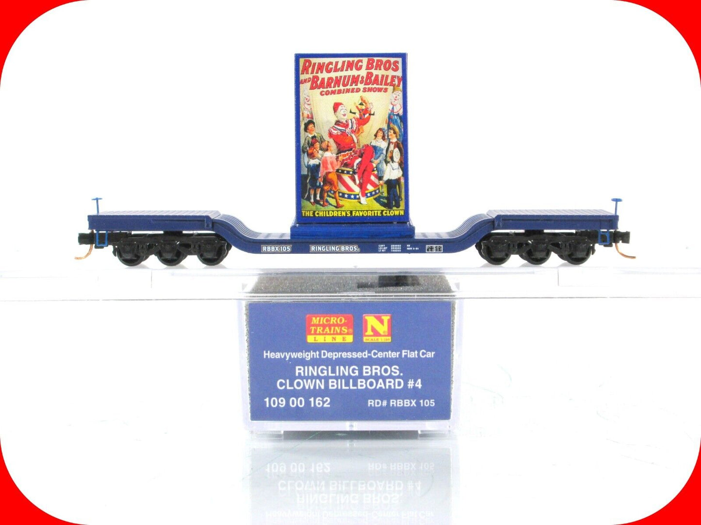 N Scale **RINGLING** Clown Billboard on Flat Car RBBX 105 -Micro Trains 10900162