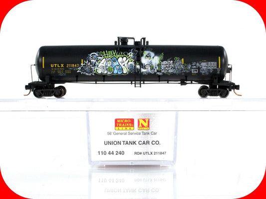 N Scale ***UNION*** Weathered & Graffiti Tank Car - Micro Trains 11044240