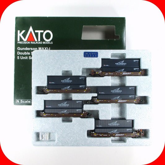 N Scale BNSF 238369 / NYK Gunderson MAXI-I Double Stack 5-Car Well Kato 106-6151