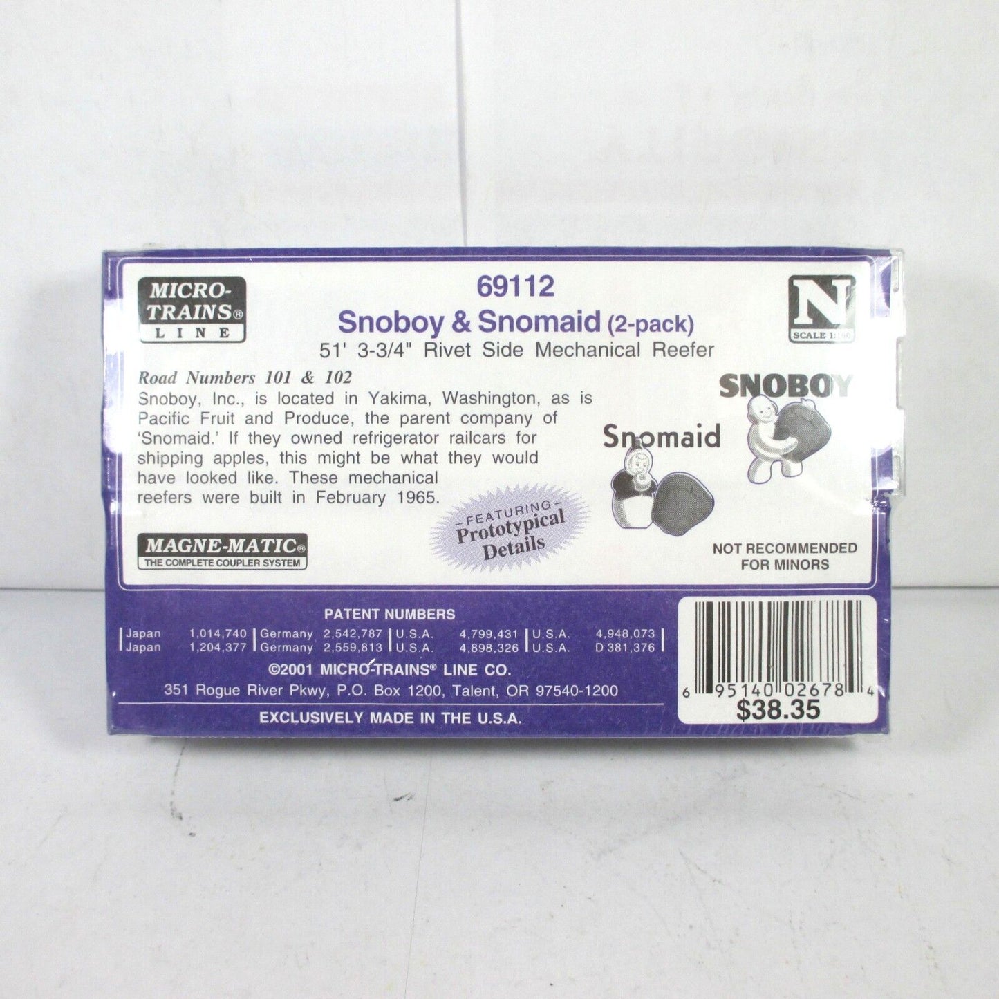 N Scale PACIFIC FRUIT ***SNOBOY, SNOMAID*** 51' Reefer Pack - Micro Trains 69112