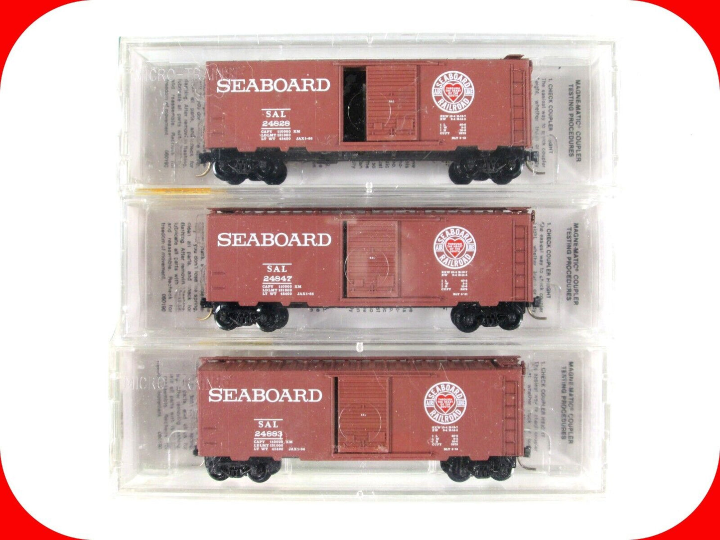 N Scale ***SEABOARD AIR LINE*** 40' Box Car 3-Pack Set ------ Micro Trains 20642