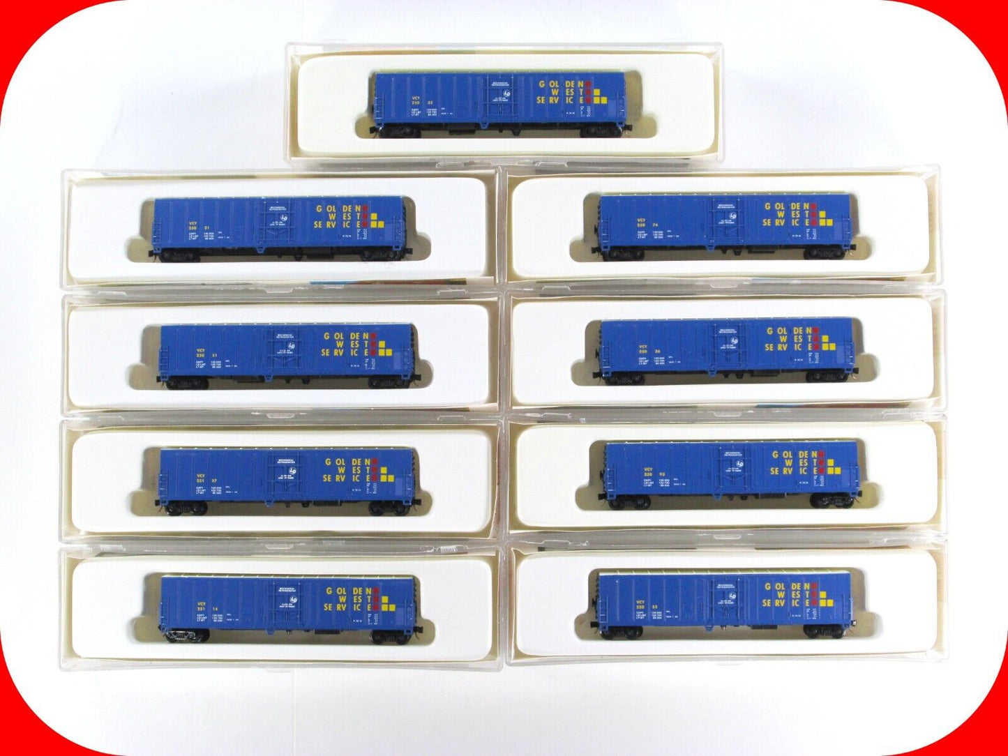 N Scale **GOLDEN WEST SERVICE** Reefer 9-Car Set - Con-Cor 148205, MTL Couplers