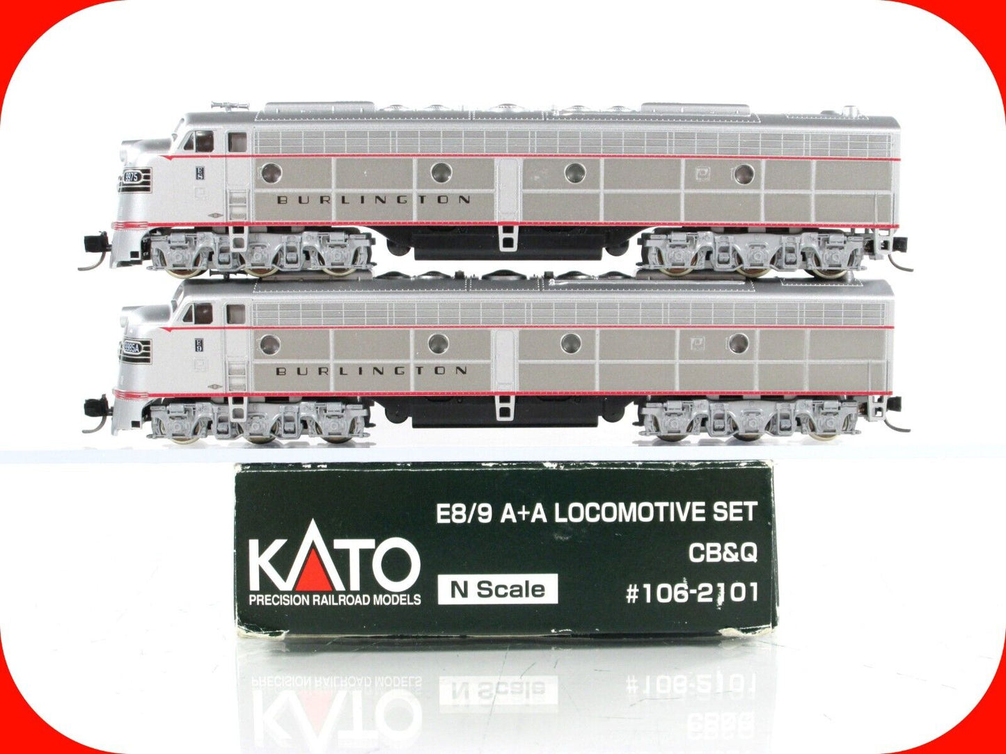 N Scale **BURLINGTON** E8/9 Locomotive AA Set #9975,9985 - Kato 106-2101 DCC Rdy