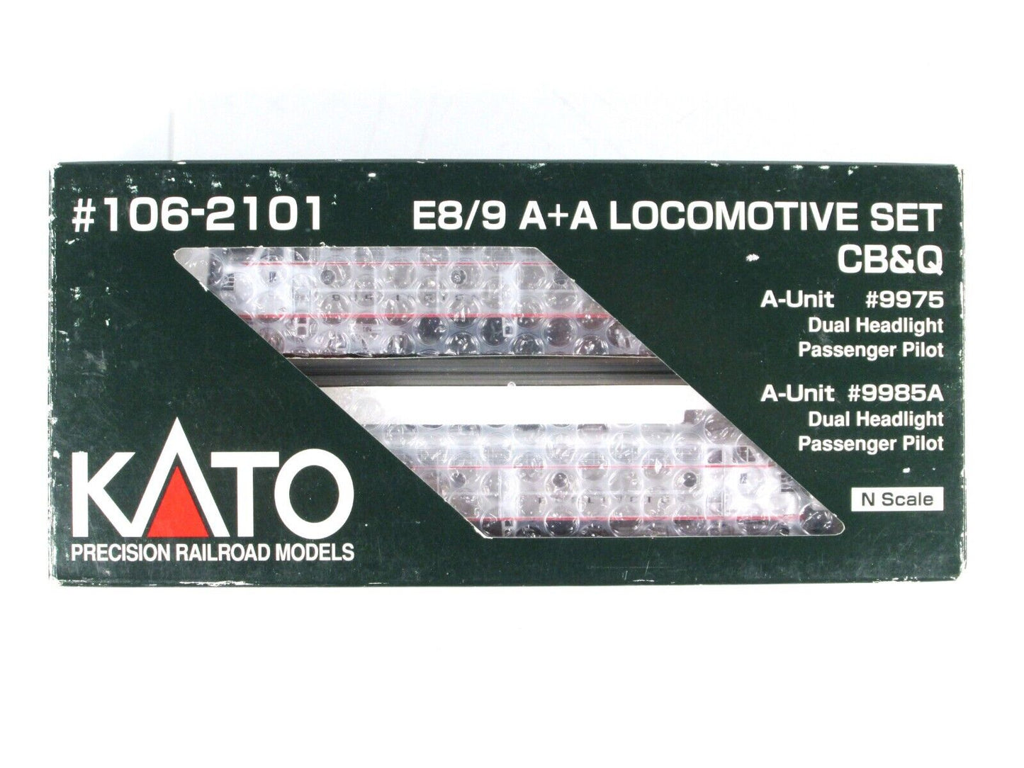 N Scale **BURLINGTON** E8/9 Locomotive AA Set #9975,9985 - Kato 106-2101 DCC Rdy