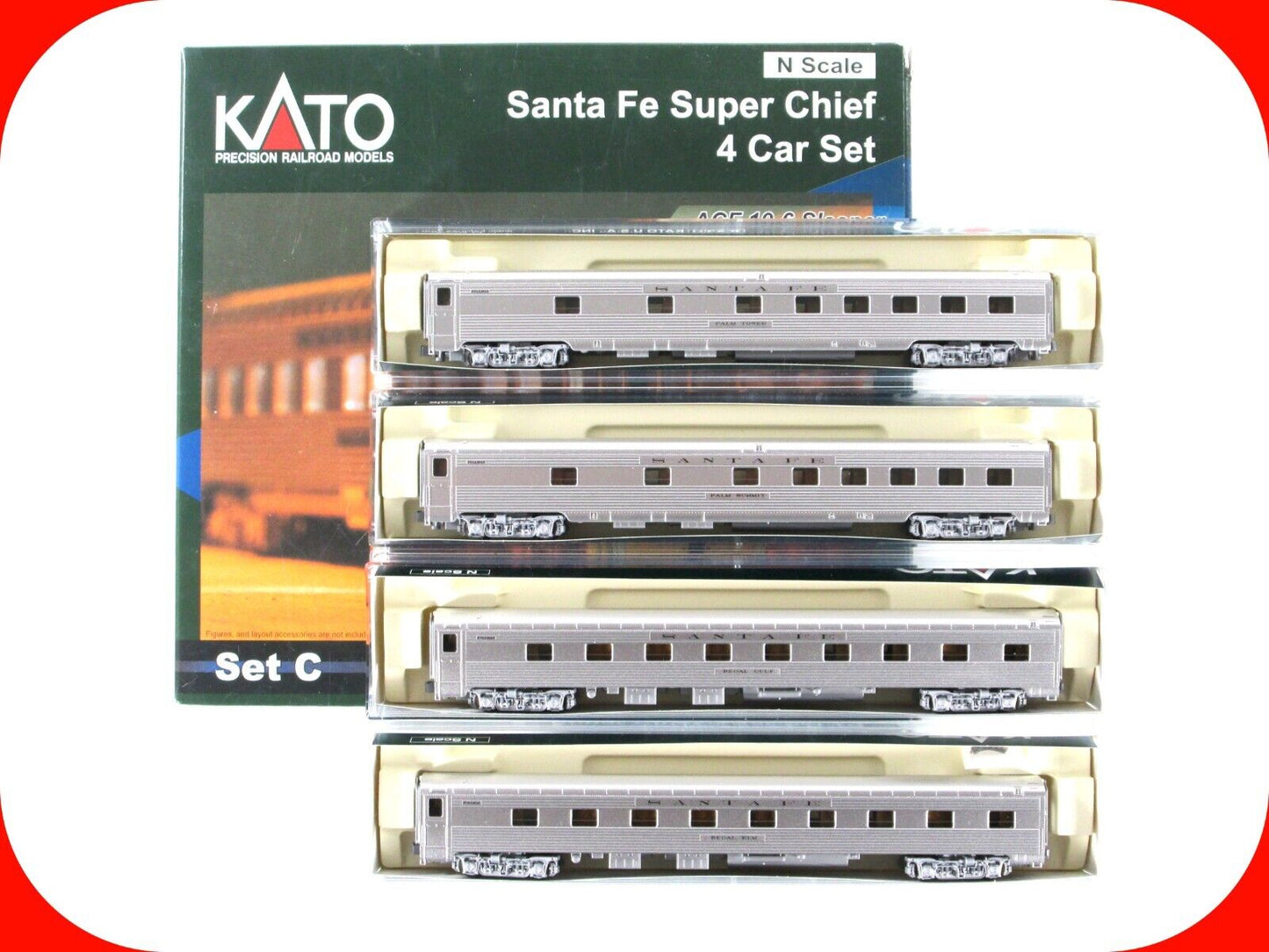 N Scale ***SANTA FE SUPER CHIEF*** Lightweight Passenger Set C --- Kato 106-6004