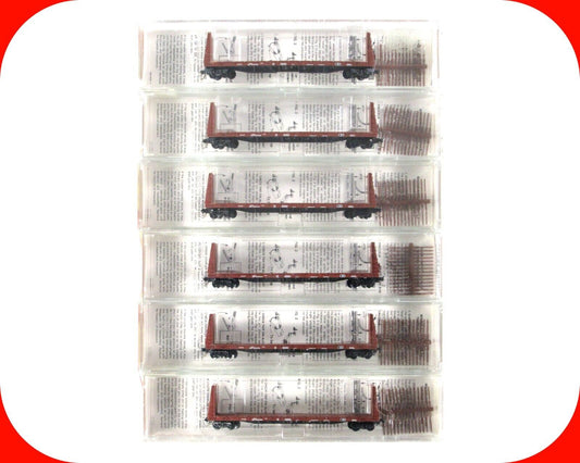 N Scale **SOUTHERN PACIFIC** Bulkhead Flat 6-Car Set -- Kadee Micro Trains 54022