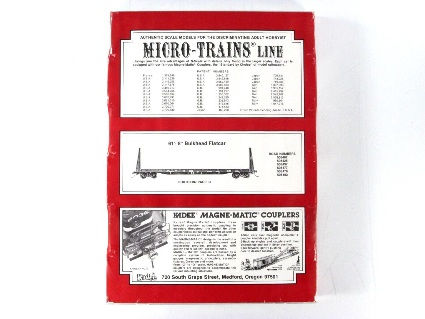 N Scale **SOUTHERN PACIFIC** Bulkhead Flat 6-Car Set -- Kadee Micro Trains 54022