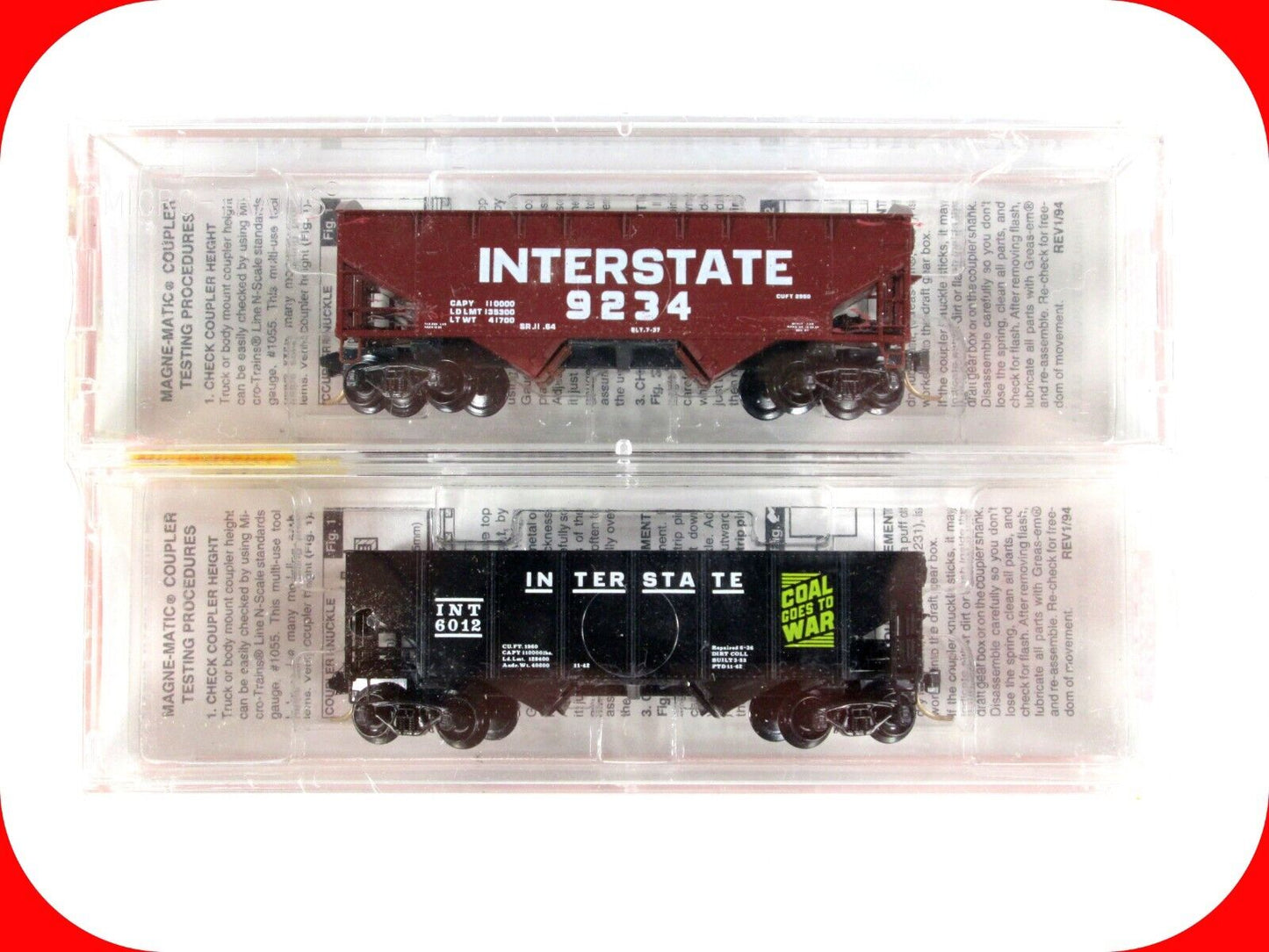 N Scale ***INTERSTATE*** Coal Hopper 2-Pack --- Micro Trains 87012 (NS Heritage)