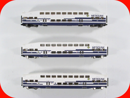 N Scale Bombardier ***METROLINK*** Bi-Level Passenger 3-Car Set -- Athearn 10167