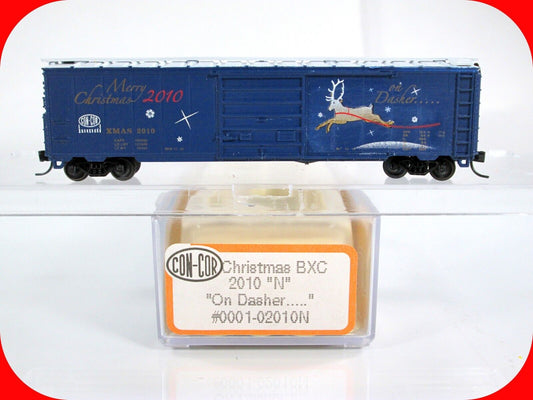 N Scale ***On DASHER*** Reindeer Christmas Box Car 2010 - Con-Cor 02010N **RARE