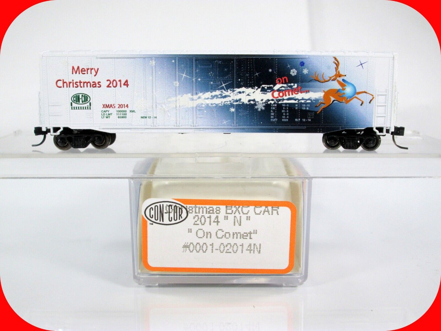 N Scale ***On COMET*** Reindeer Christmas Box Car 2014 - Con-Cor 02014N ****RARE