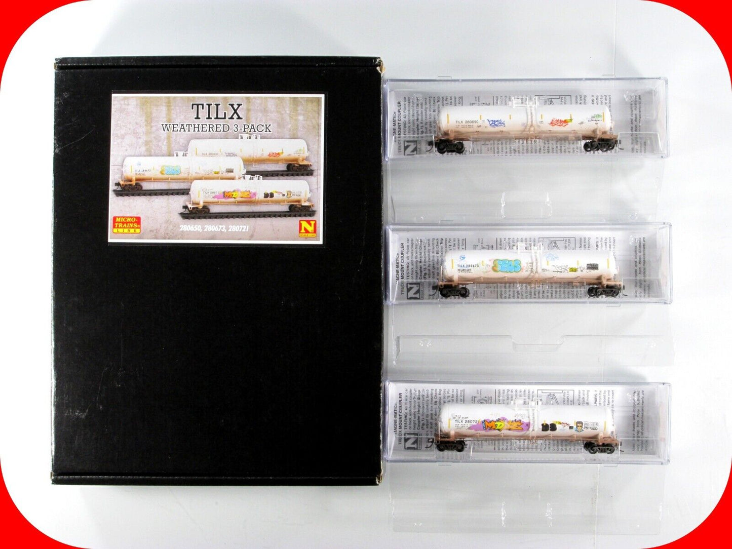 N Scale *TILX* Weathered & Graffiti 56' Tank Car Set Micro Trains 98305059 *RARE