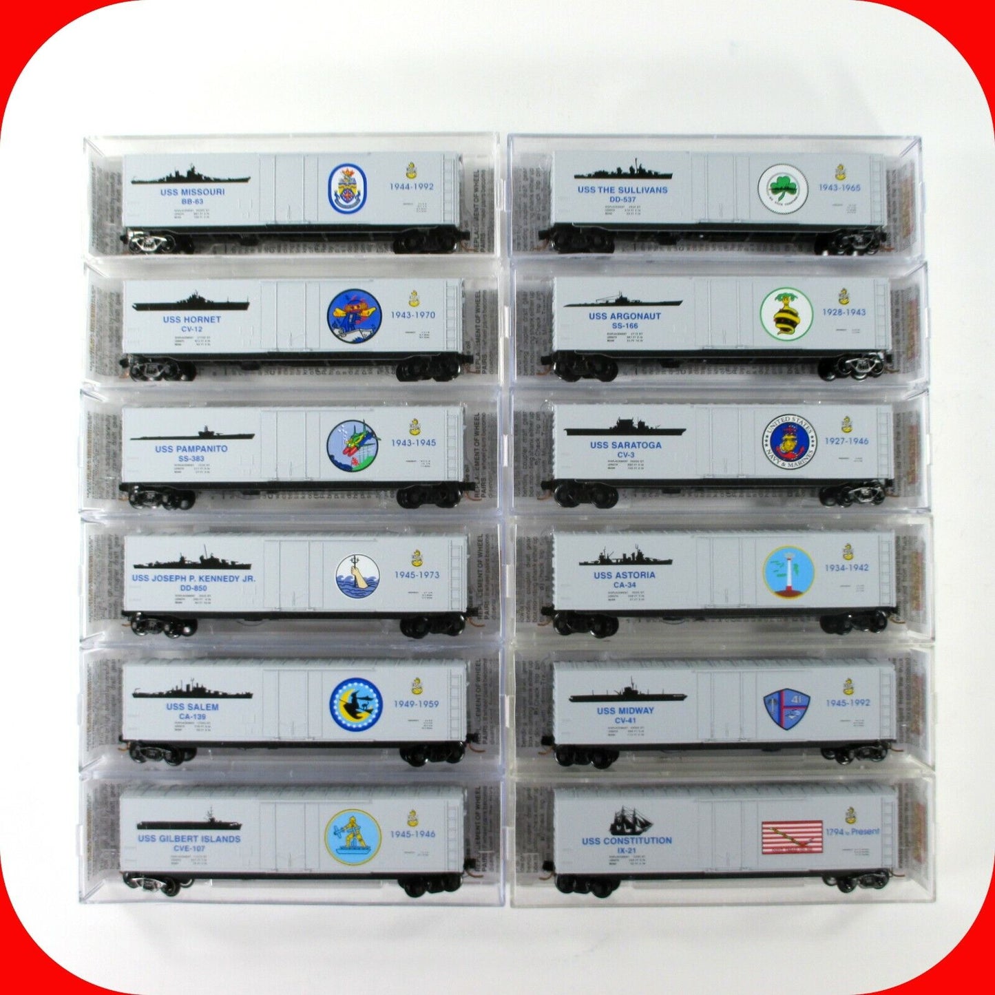 N Scale United States NAVY Ships Complete 12 Box Car Set - Micro Trains 03800400