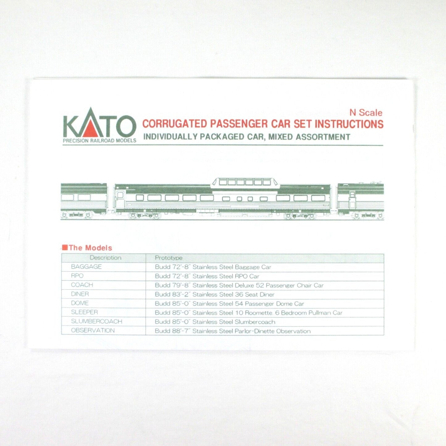 N Scale ***SANTA FE*** Lightweight Corrugated Passenger 4-Set B - Kato 106-1604