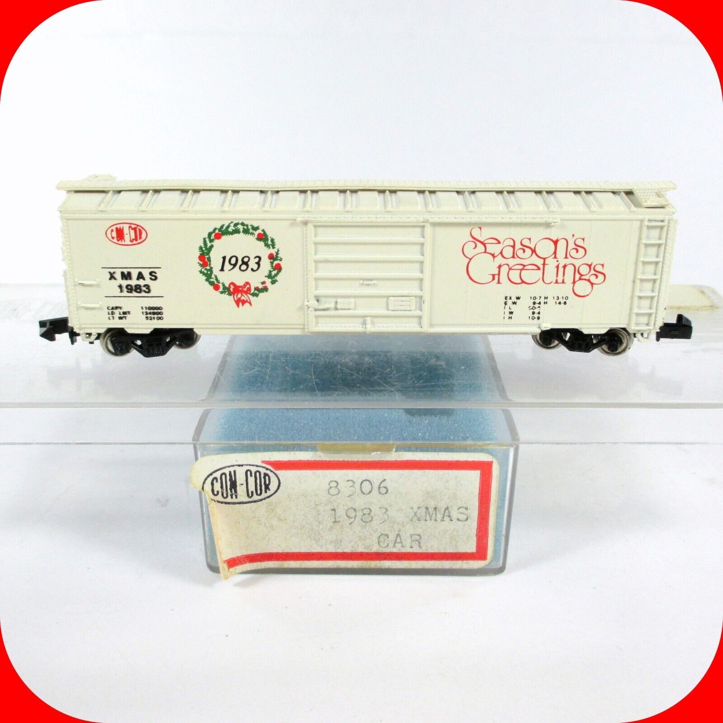 N Scale CHRISTMAS SEASON'S GREETINGS 50' Box Car --- XMAS 1983 ---- Con-Cor 8306