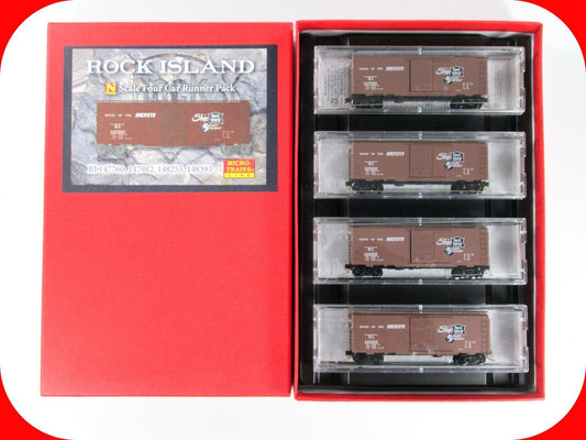N Scale ***ROCK ISLAND ROCKETS*** Box Car 4-Set #31 -Micro Trains 99300031 *RARE