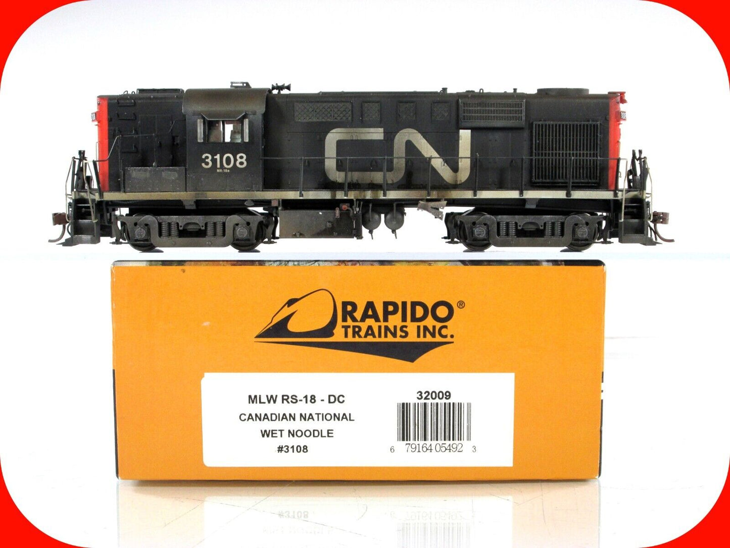 HO Scale *CANADIAN NATIONAL* Weathered RS-18 #3108 -Rapido Trains 32009, DCC Rdy