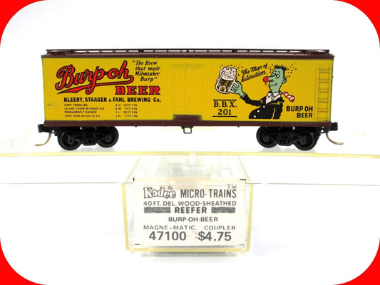 N Scale BURP-OH BEER 40' Wood Ice Reefer -- BBX 201 --- Kadee Micro Trains 47100