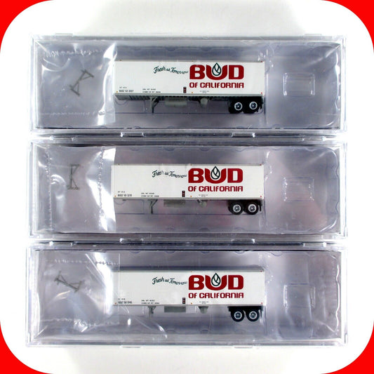 N Scale ***BUD of CALIFORNIA*** 40' Trailer Van 3-Pack Set - Trainworx 40254