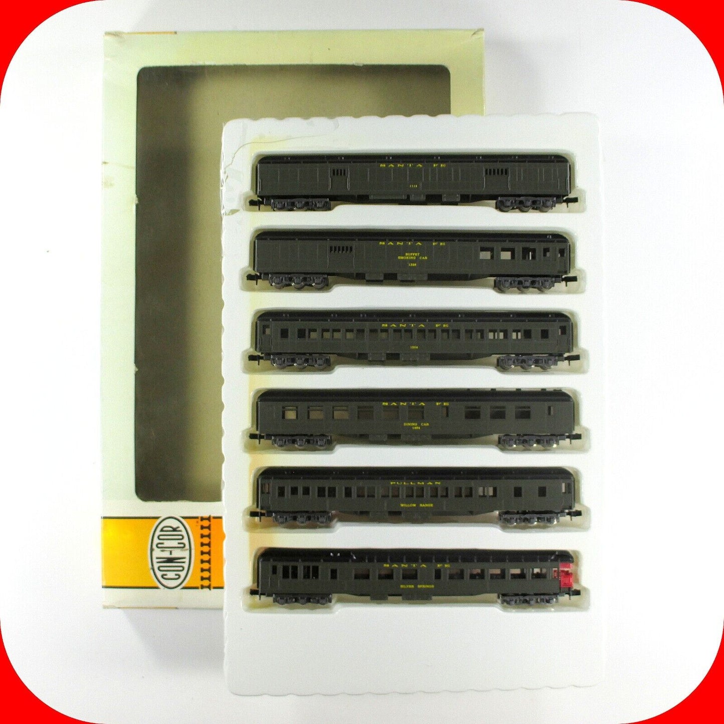 N Scale ****Santa Fe**** Heavyweight Passenger Car 6-Pack Set --- Con-Cor 570001
