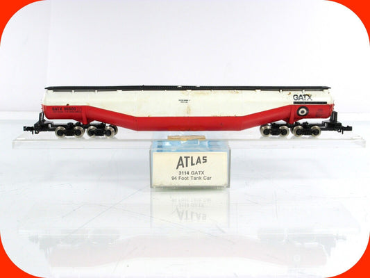 N Scale ***GATX*** 94' Jumbo Whale Belly Tank, GATX 96500 ----------- Atlas 3114