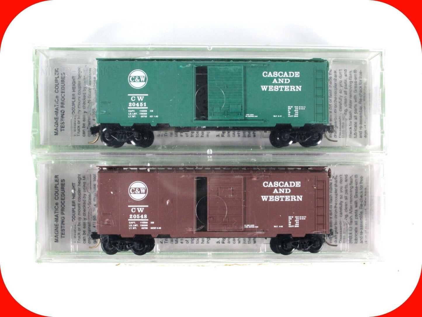 N Scale ***CASCADE & WESTERN*** Box Car Set #20451, 20548 - Micro Trains Special