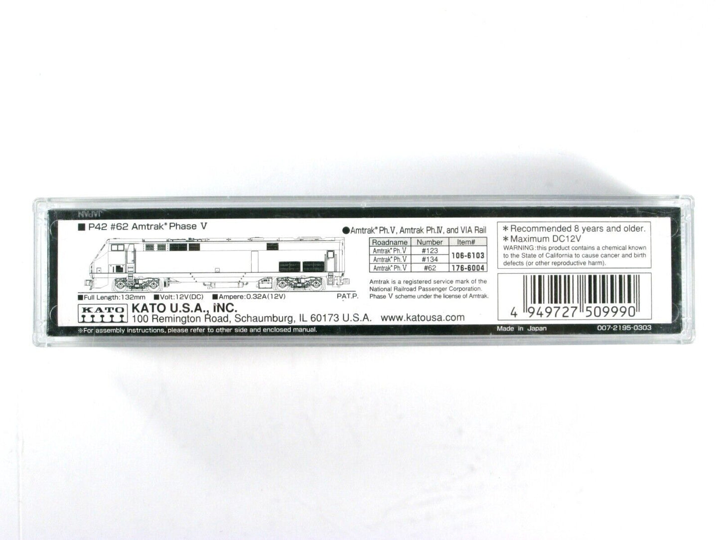 N Scale ***AMTRAK*** P42 Phase V #62 ----- Kato 176-6004, DCC Ready, **Read Desc