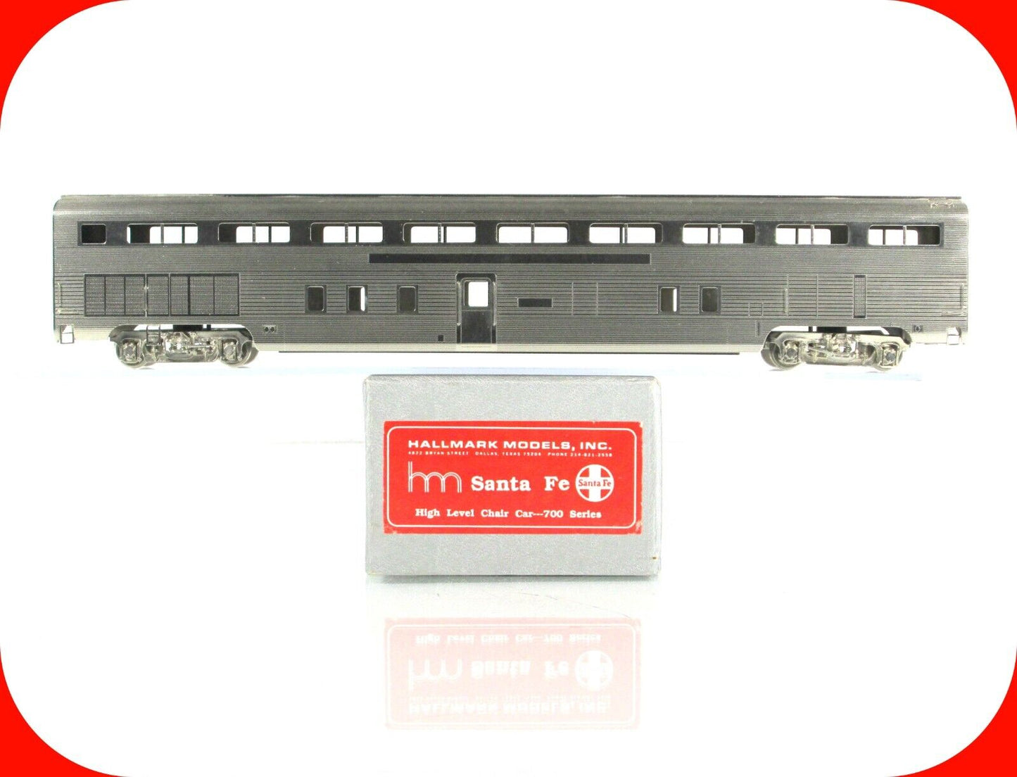 HO Scale BRASS ***SANTA FE*** High Level Chair Car, 700 Series - Hallmark Models