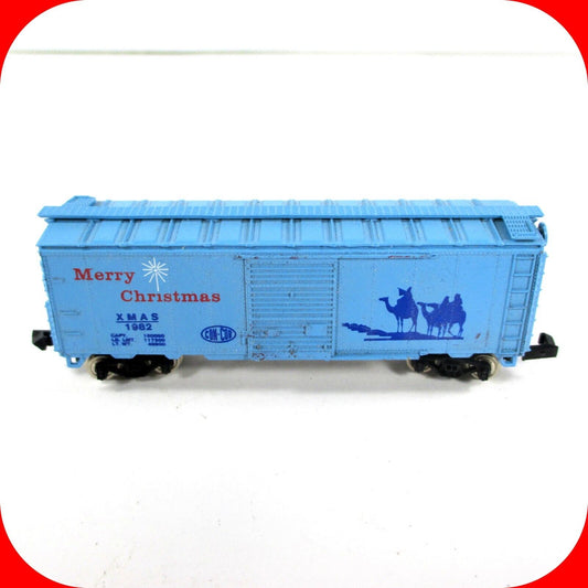 N Scale *MERRY CHRISTMAS* 40' Single Door Steel Box Car, XMAS 1982 -Con-Cor 8208