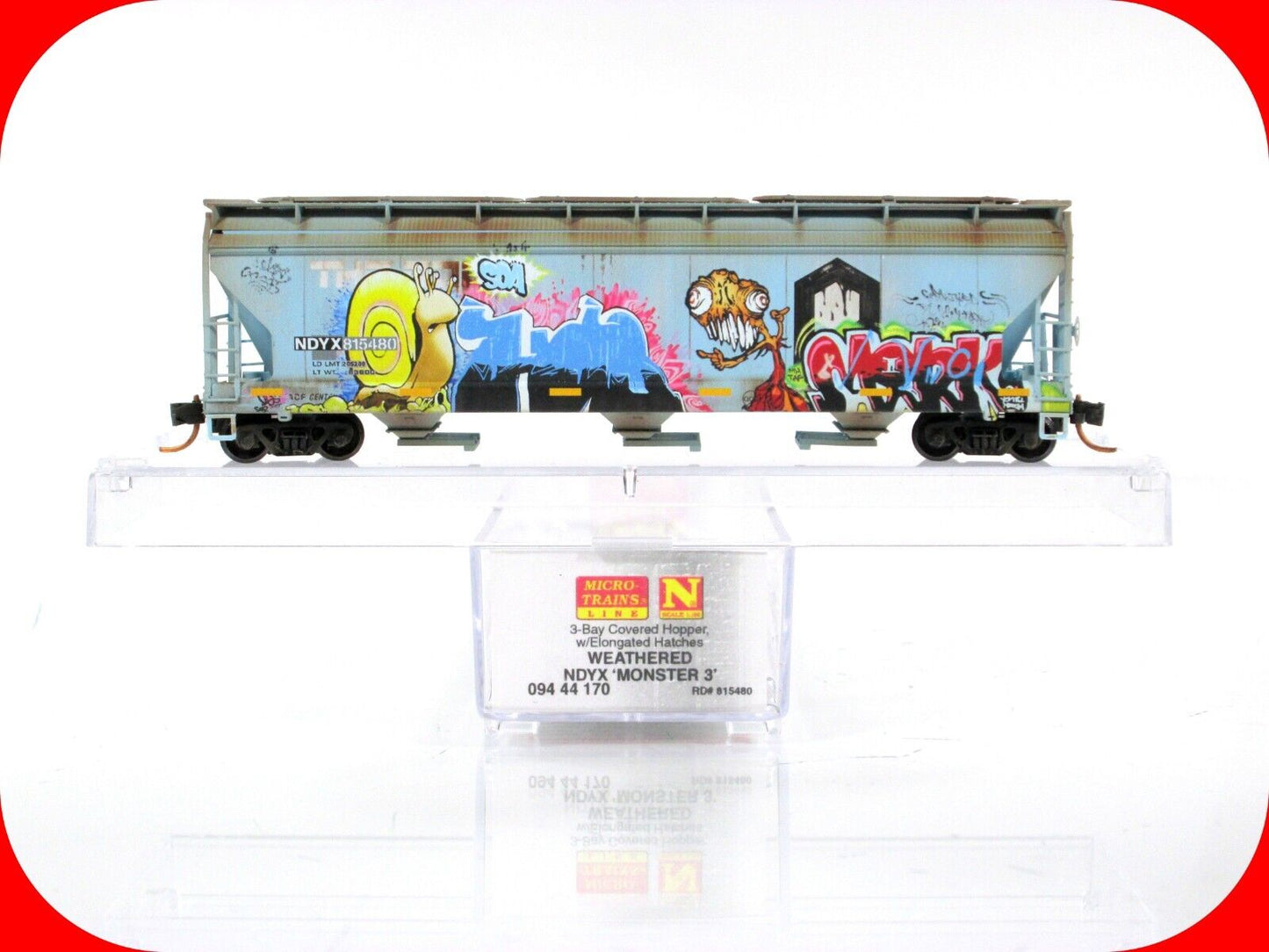 N Scale ***NDYX - MONSTER 3***  Weathered Hopper #815480 - Micro Trains 09444170