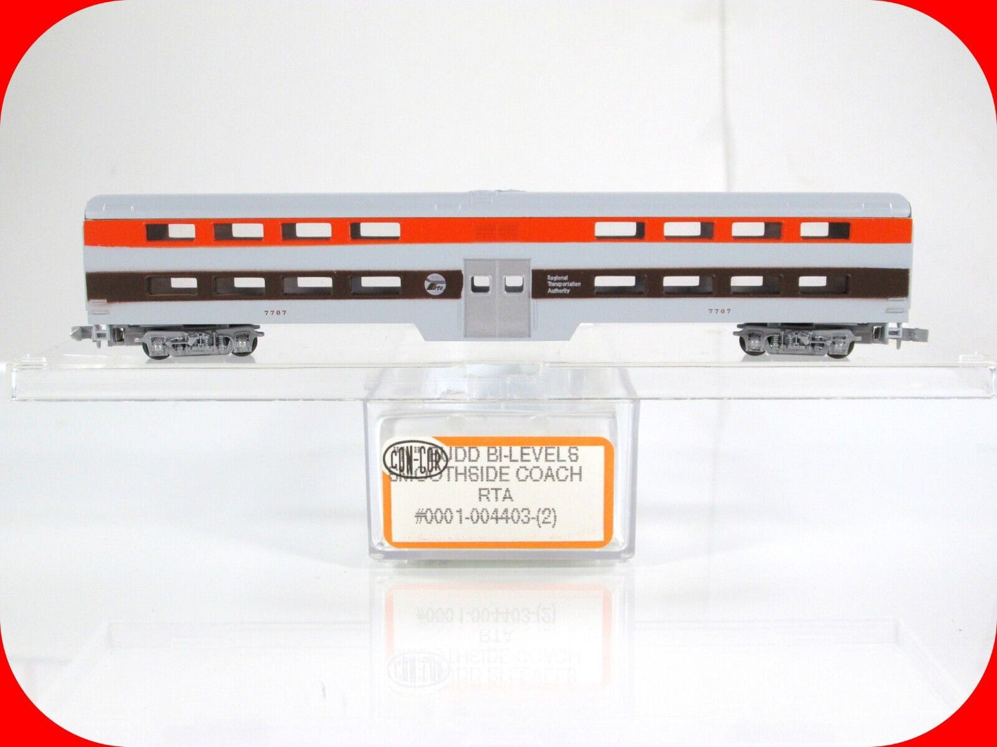 N Scale CHICAGO RTA Budd Bi-Level Smoothside Coach #7707, Con-Cor 004403 **RARE*