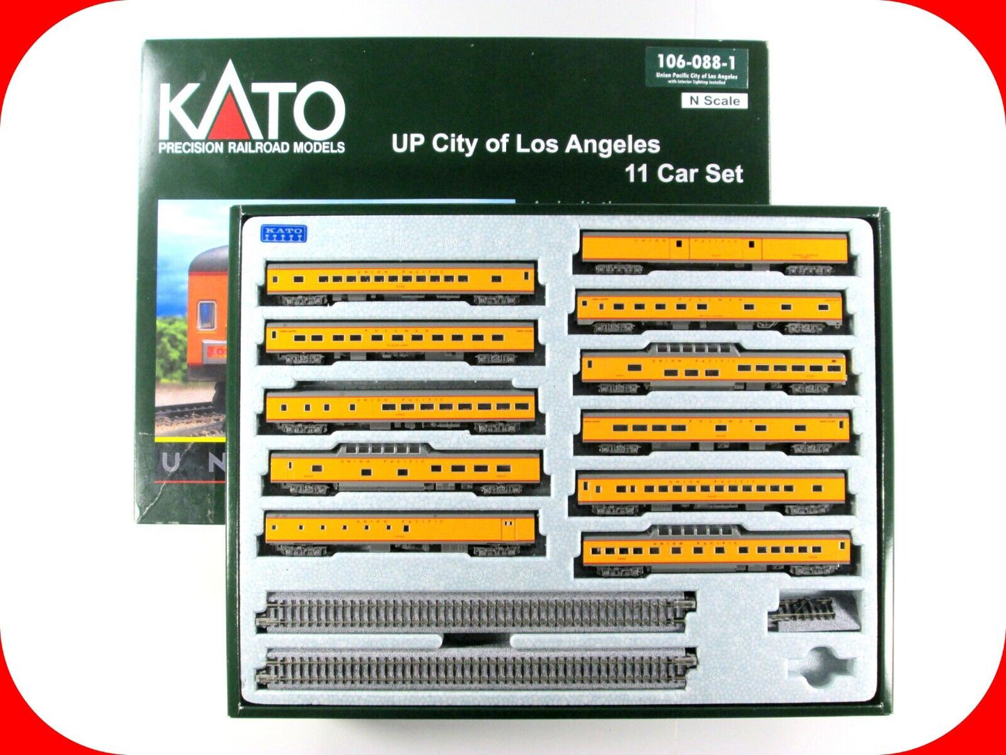 N Scale UNION PACIFIC *CITY of LOS ANGELES* 11-Car Set -Kato 106-088-1 *LIGHTED*