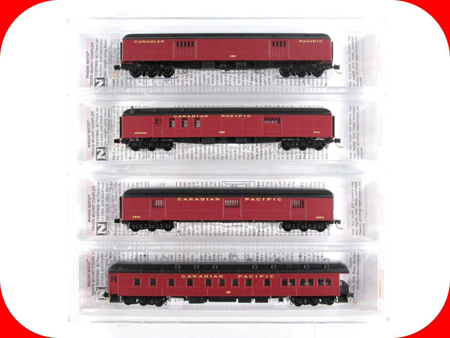 N Scale CANADIAN PACIFIC Heavyweight Passenger Car 4-Pack Set - Micro Trains