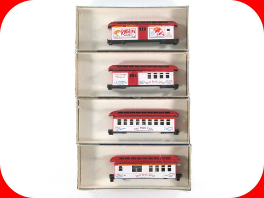 HO Scale RINGLING BROTHERS Circus Overton Passenger Car 4-Pack Set -- Roundhouse