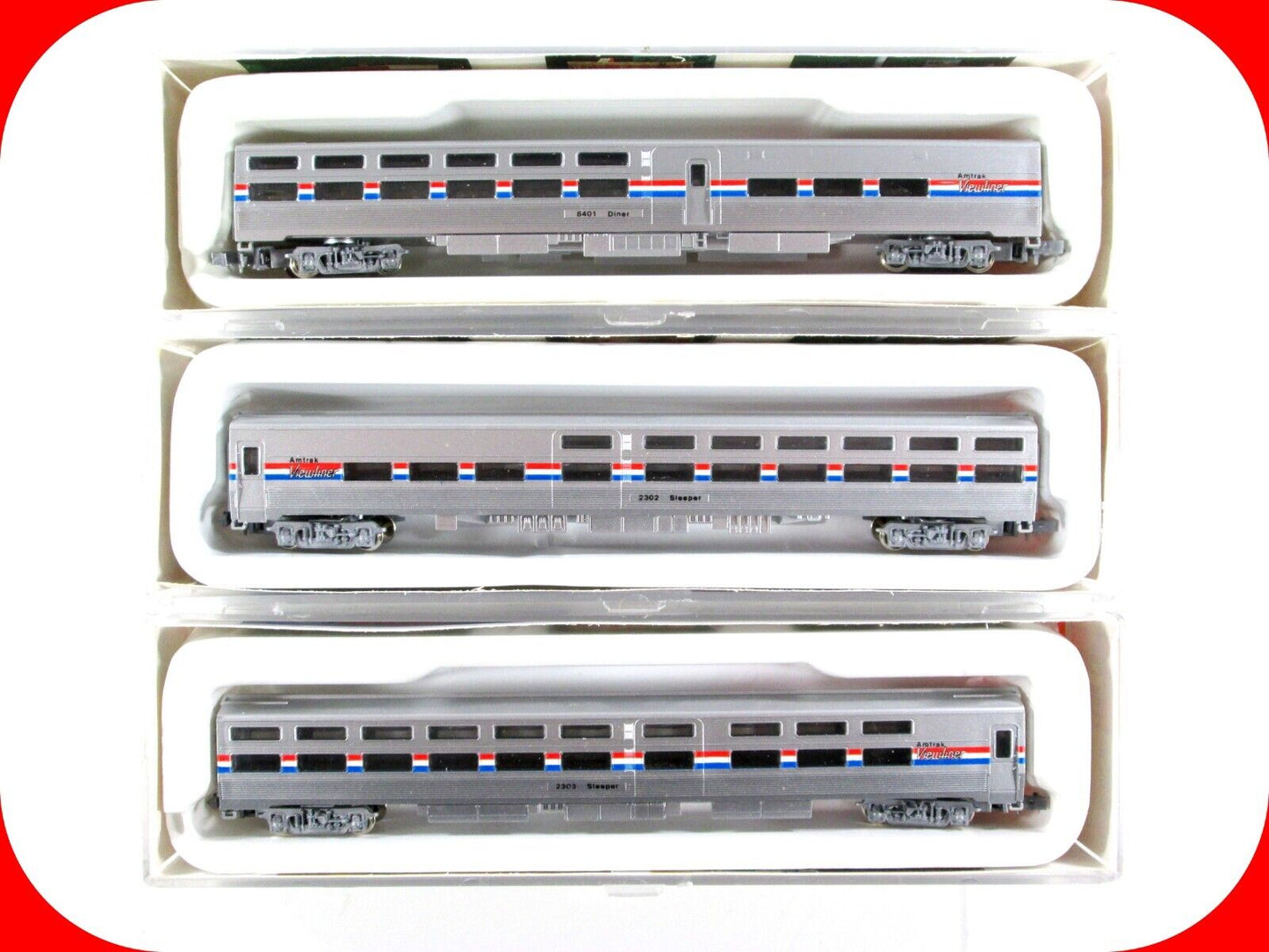 N Scale AMTRAK Phase III Viewliner Diner #8401 and Sleepers #2302, 2303 -Con-Cor