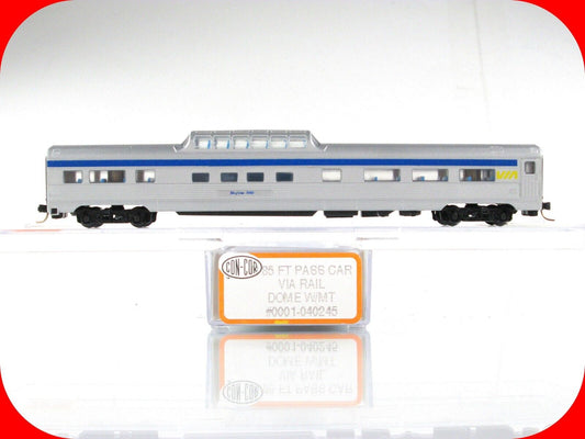 N Scale VIA Rail Dome Car *Skyline 500* - Micro Trains Couplers - Con-Cor 040245