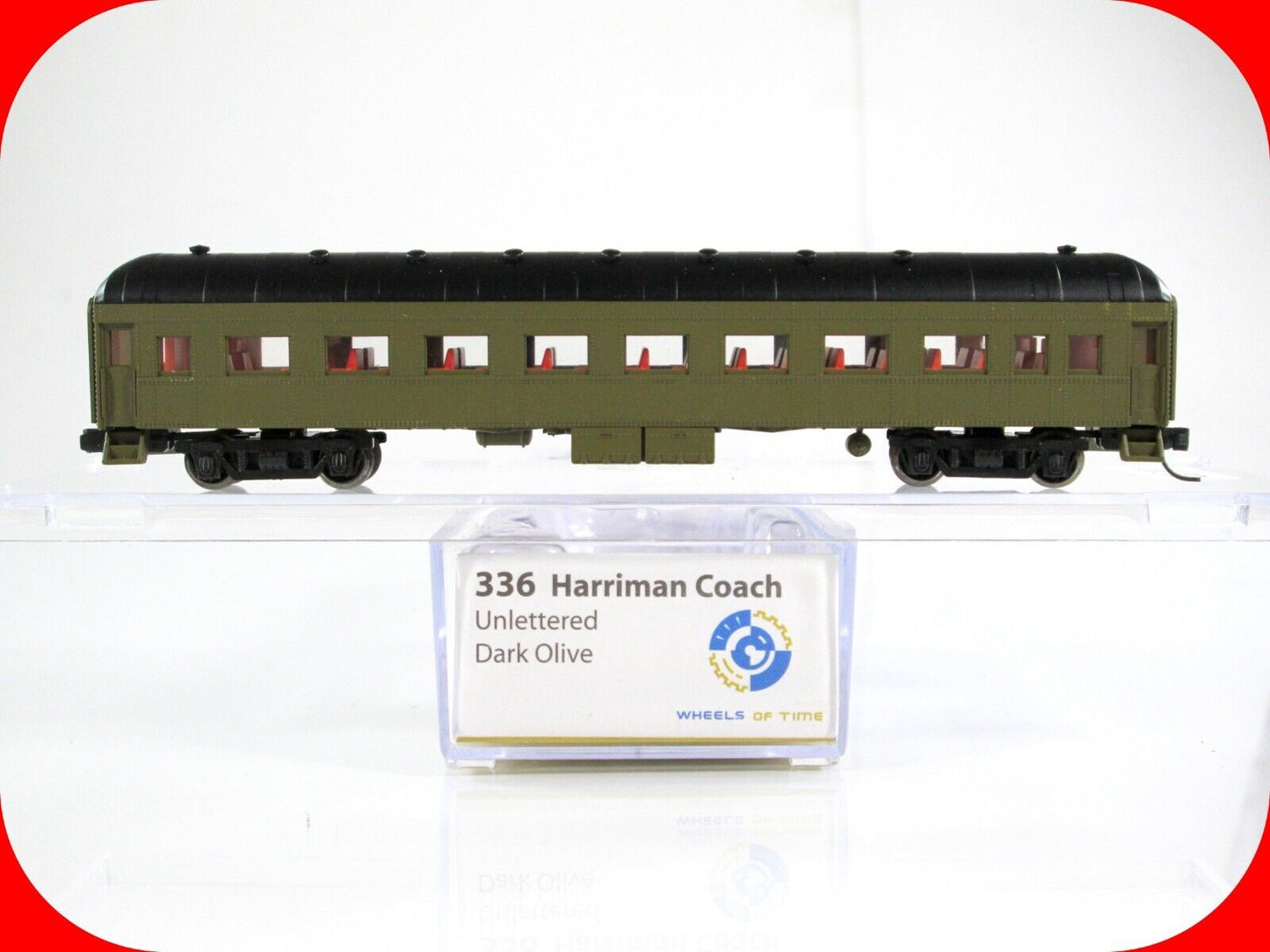 N Scale Harriman Coach - Dark Olive, Unlettered/Undecorated - WHEELS of TIME 336