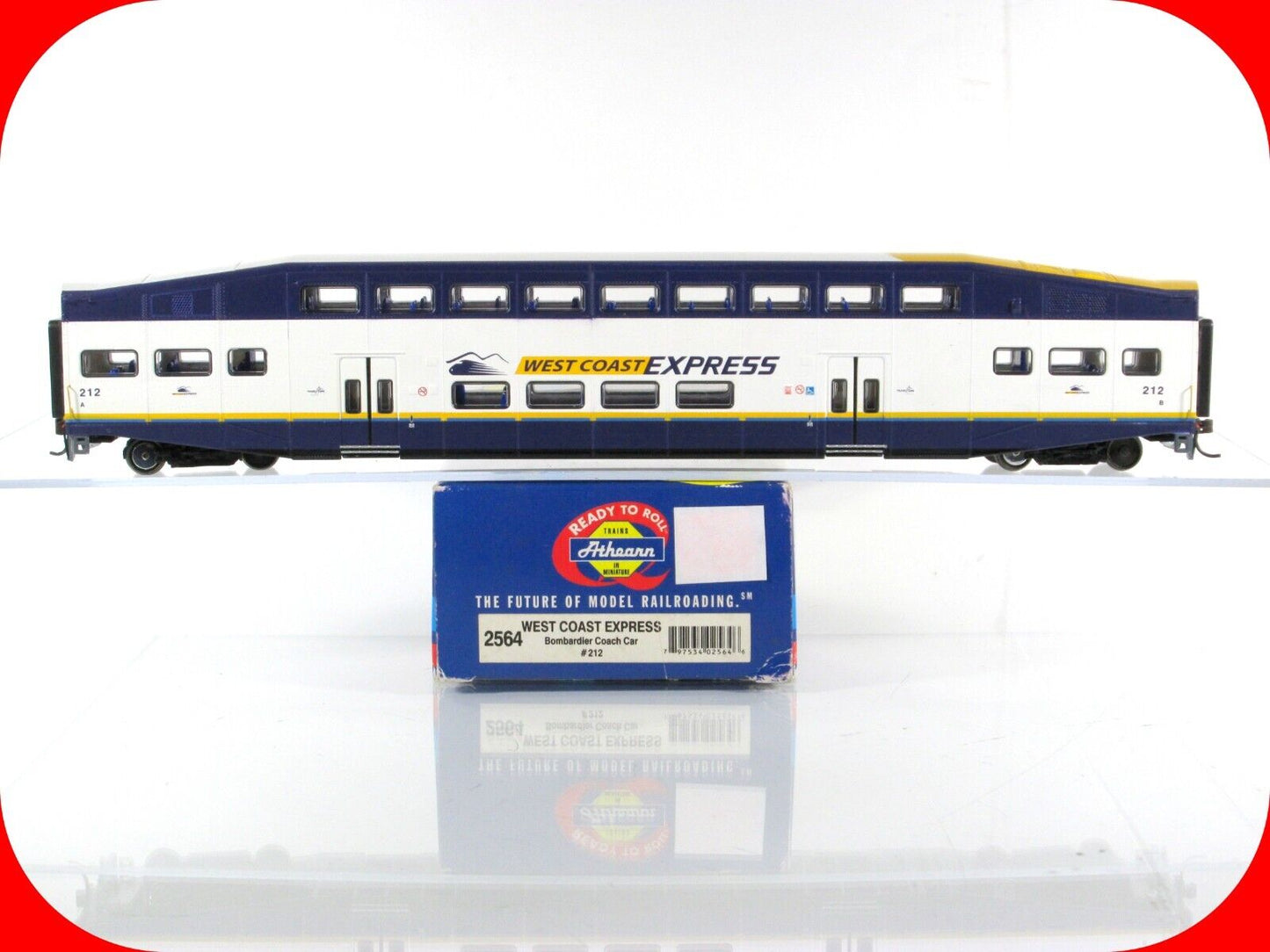 HO Scale **WEST COAST EXPRESS** BOMBARDIER Commuter Car, WCE #212 --Athearn 2564