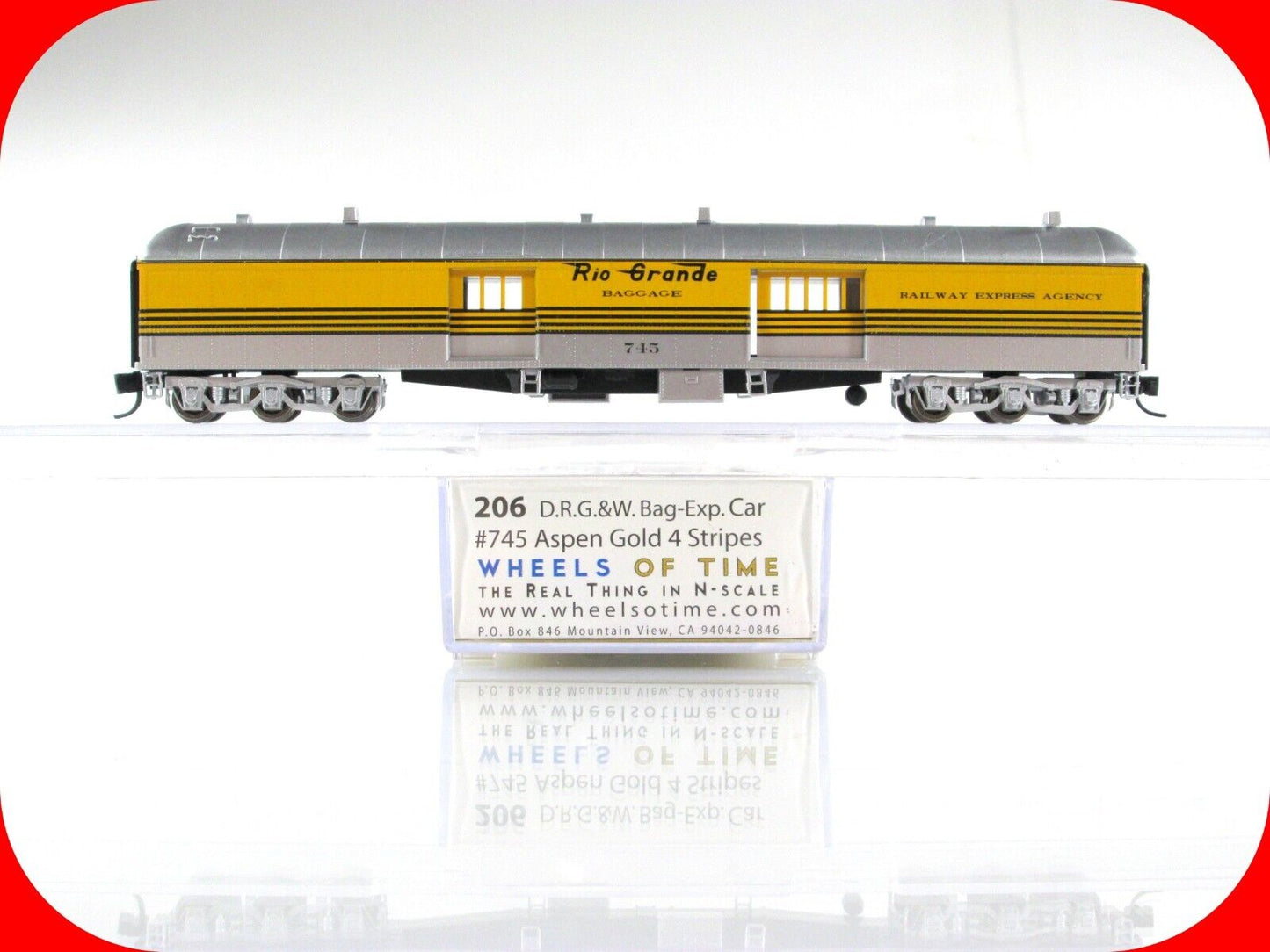 N Scale DENVER & RIO GRANDE **Aspen Gold** Baggage Car #745 - WHEELS of TIME 206