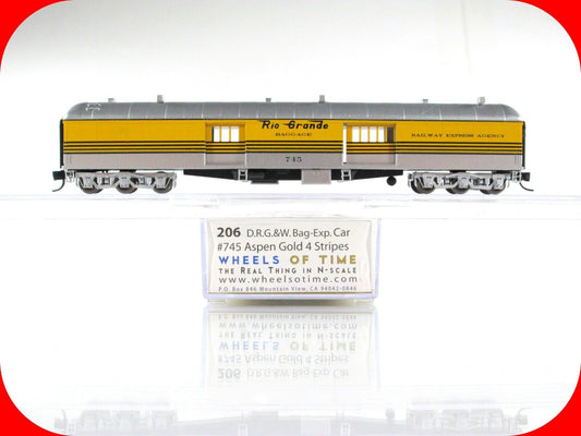 N Scale DENVER & RIO GRANDE **Aspen Gold** Baggage Car #745 - WHEELS of TIME 206