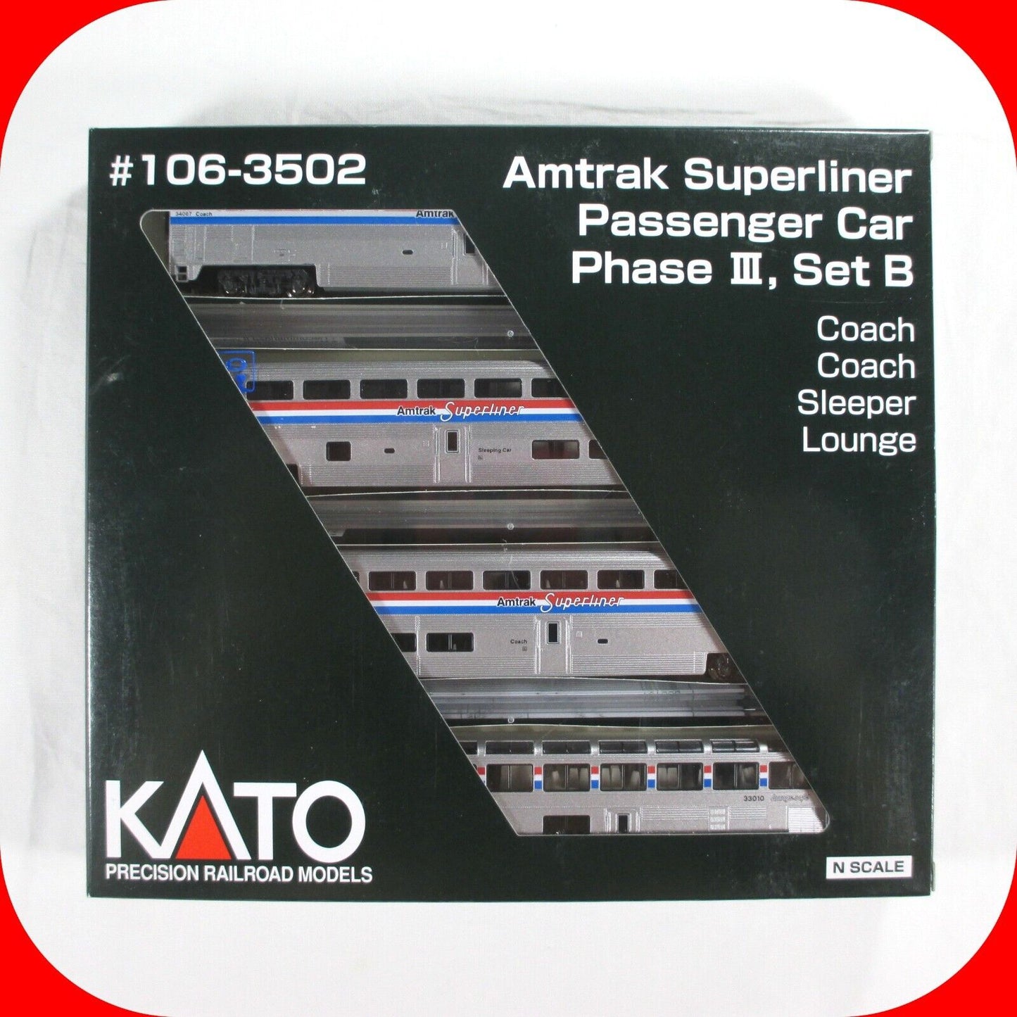 N Scale AMTRAK Phase III *Superliner* Passenger Car 4-Pack Set B - Kato 106-3502