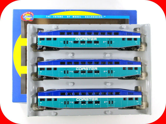 HO Scale SAN DIEGO *COASTER*  Bombardier Coach, Control 3-Car Set - Athearn 2582