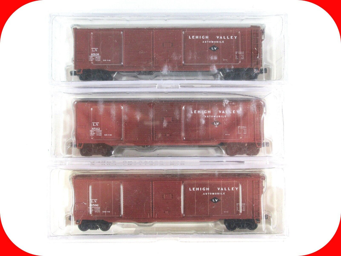 N Scale LEHIGH VALLEY Box Car 3-Pack - LV 8508, 8542, 8586 - Intermountain / BLW