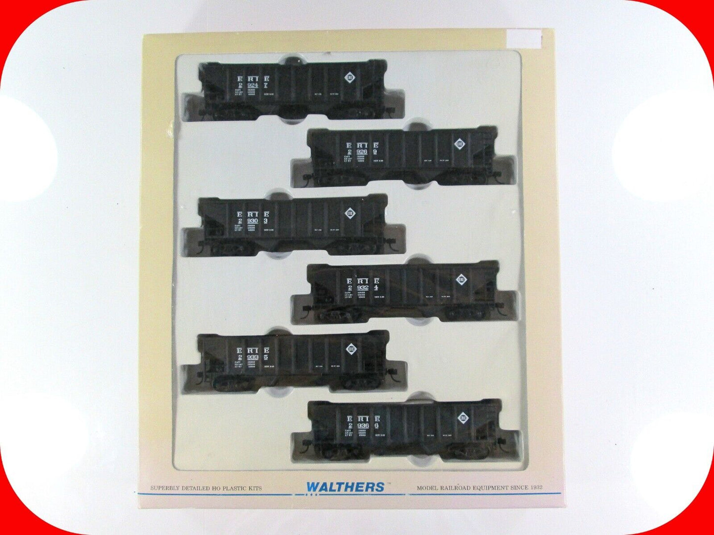HO Scale ERIE PS-3 Rib Side Twin-Bay Hopper 6-Pack Set - Walthers 932-944 **NEW*