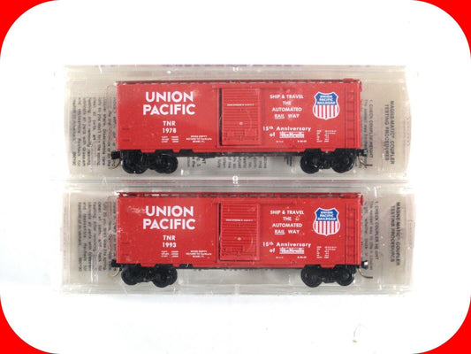 N Scale *UNION PACIFIC* Box Car Set #1978,1993 - Micro Trains, Tex-N-Rails *RARE