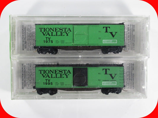 N Scale TIONESTA VALLEY 2-Box Car Set - TV 1975 1995 -- Micro Trains Special Run
