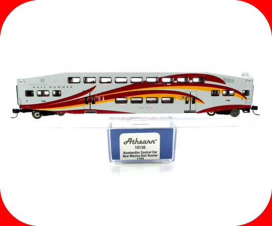 N Scale NEW MEXICO RAIL RUNNER Bombardier Bi-Level Control #1104 - Athearn 10136